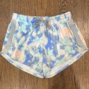 3/$20🌟 Zella Girls Blue and Cream Athletic Shorts with Tie-Dye Design